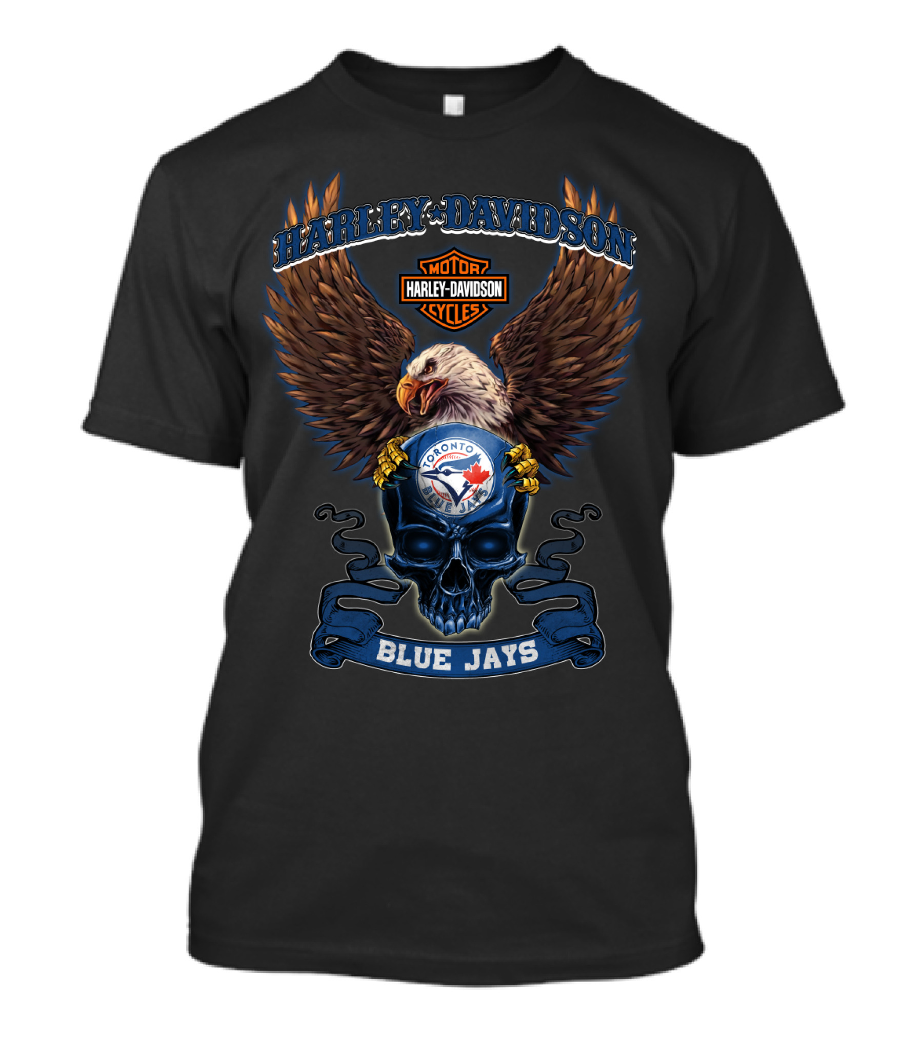 Harley Davidson Toronto Blue Jays Skull And Eagle T-Shirt