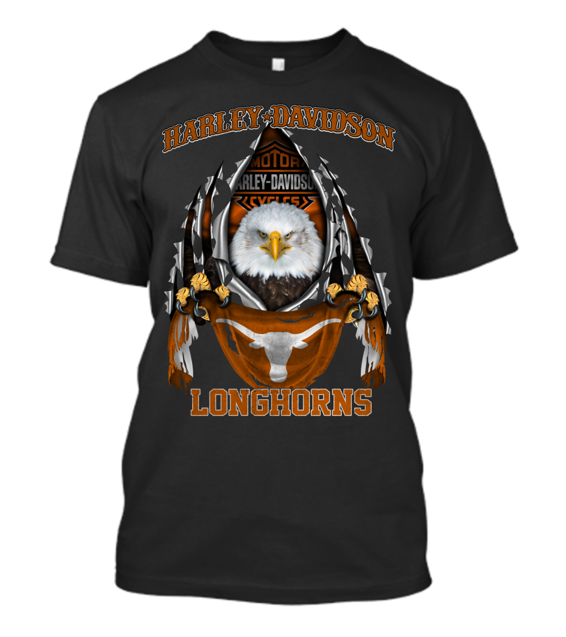 Harley Davidson Texas Longhorns Eagle Motorcycles T-Shirt