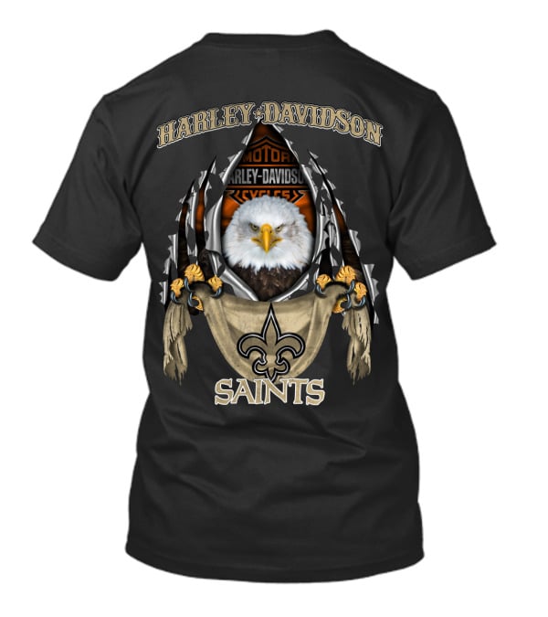Harley Davidson Motorcycles Eagles Saints Fleur-De-Lis T-Shirt