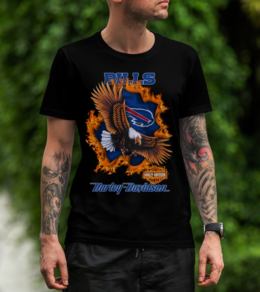 Bills Harley Davidson Buffalo Bills Eagle Flames T-Shirt