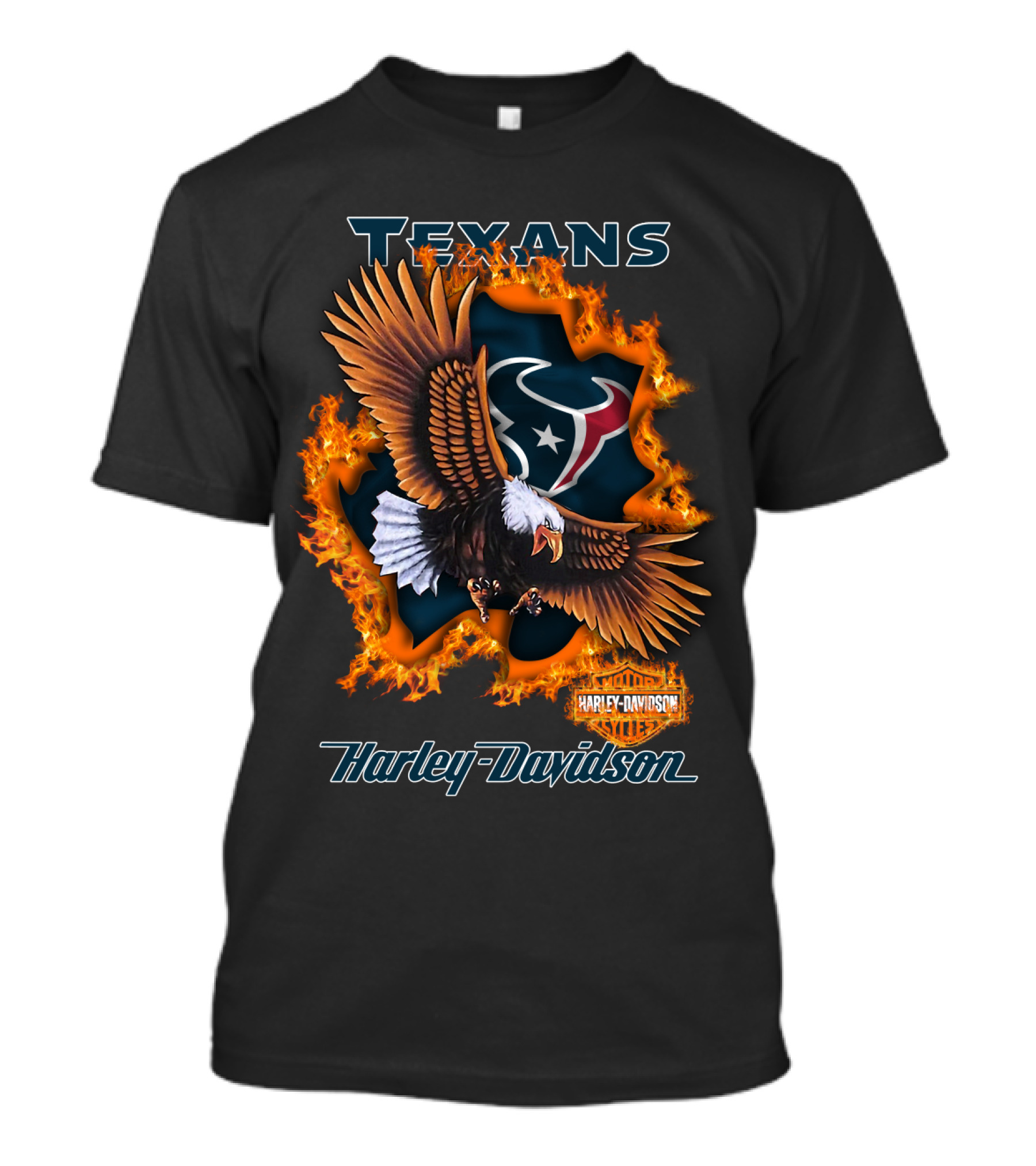 Texans Harley Davidson Houston Texans Flaming Eagle T-Shirt