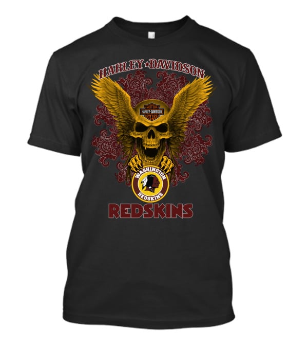 Harley Davidson Washington Redskins Skull Wings T-Shirt