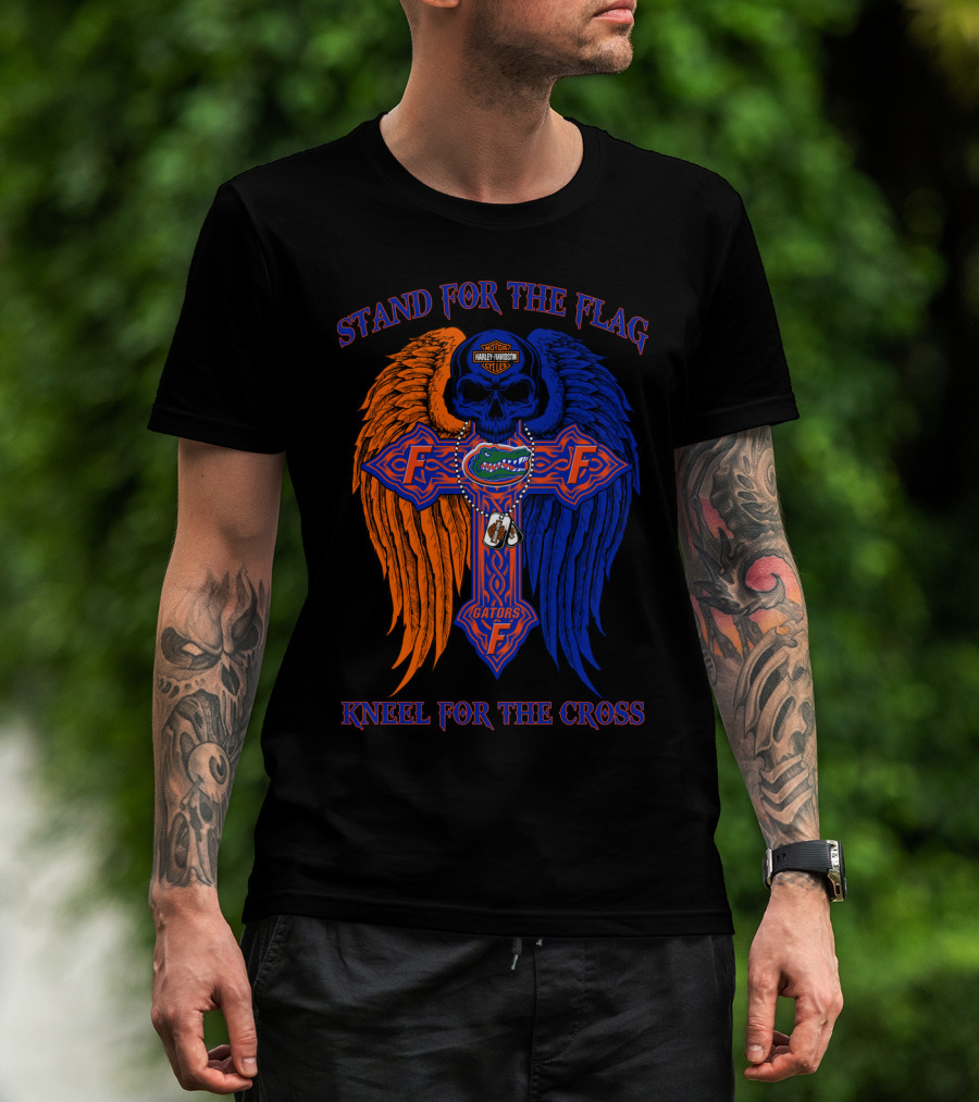 Stand For The Flag Kneel For The Cross Florida Gators Harley Davidson T-Shirt