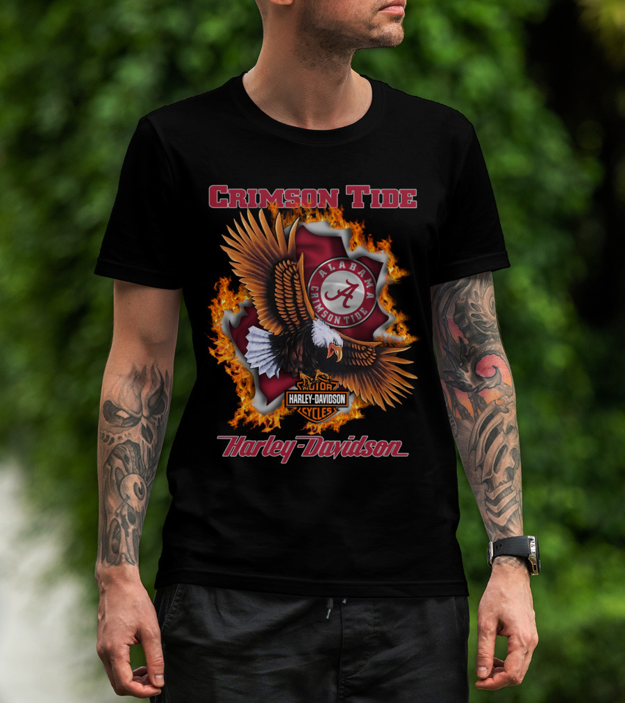 Crimson Tide Alabama Crimson Tide Harley Davidson Cycles Eagle Flame T-Shirt
