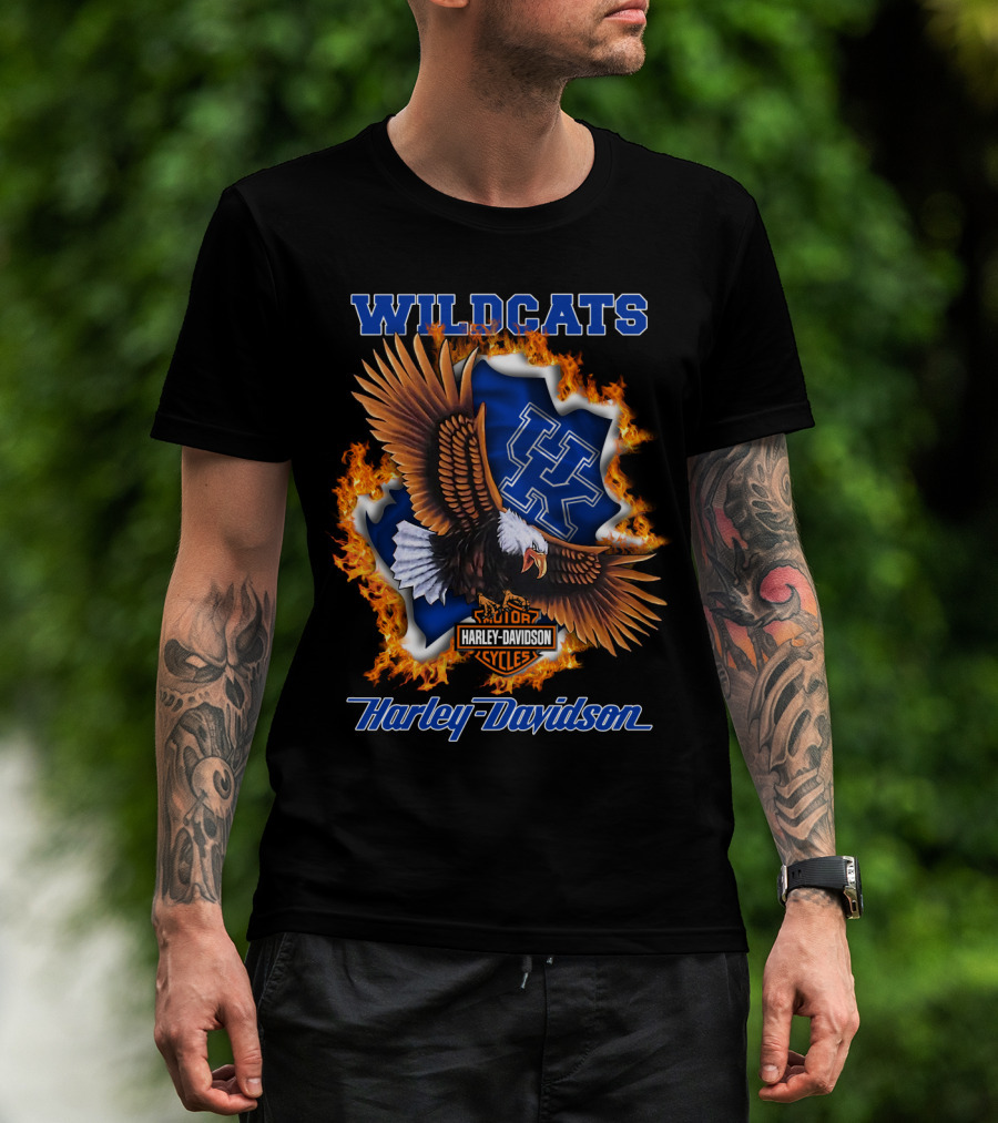 Kentucky Wildcats Harley Davidson Ncaa Eagle Flame T-Shirt