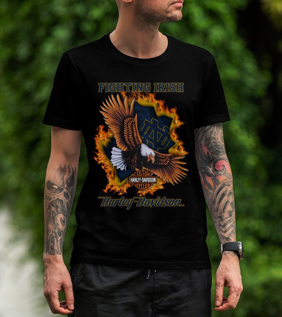 Fighting Irish Harley Davidson Ncaa Notre Dame 04.08 Eagle T-Shirt