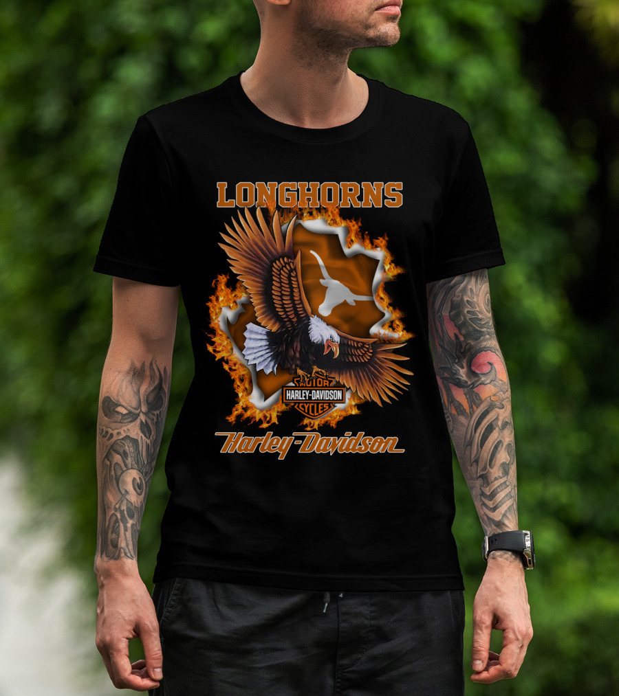 Longhorns Harley Davidson Ncaa Texas Longhorns Eagle T-Shirt