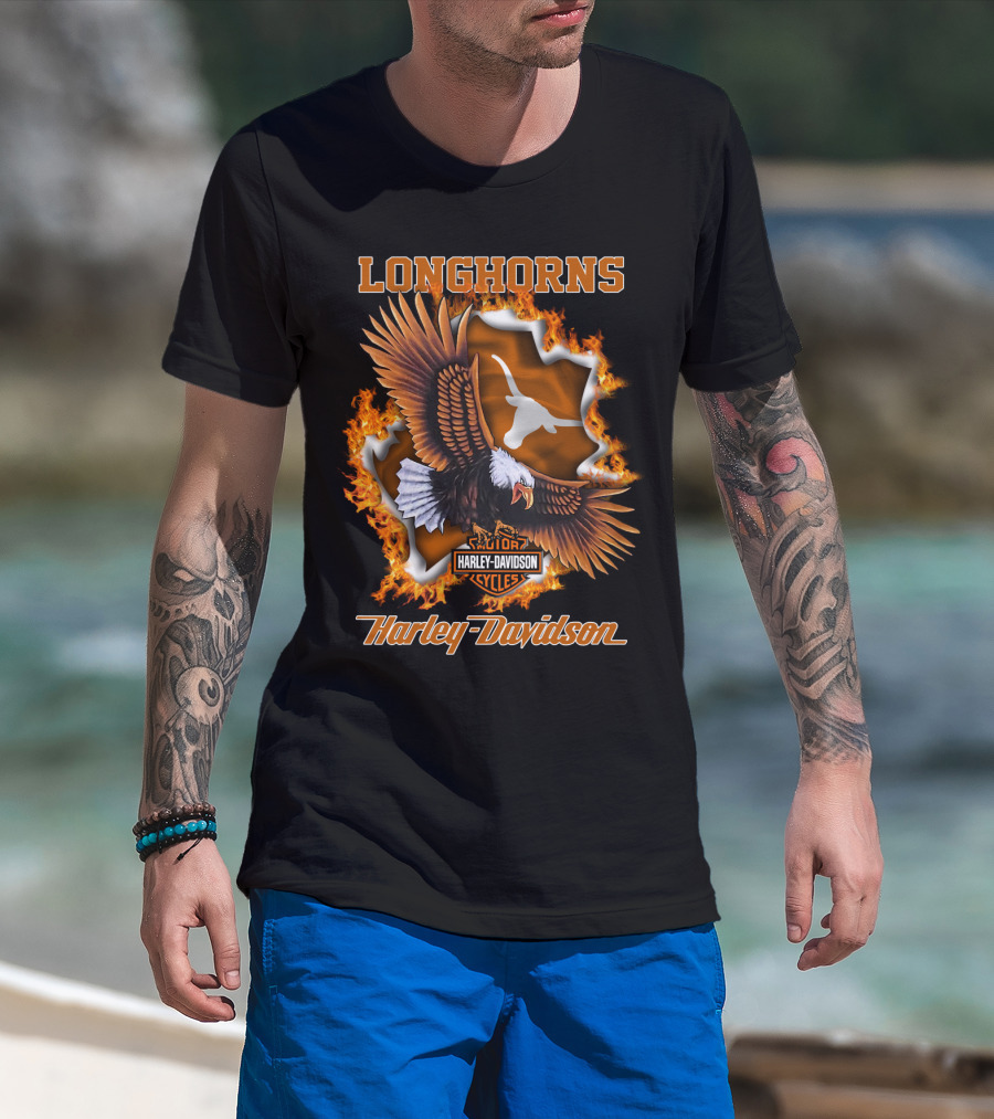 Longhorns Harley Davidson Ncaa Texas Longhorns Eagle T-Shirt