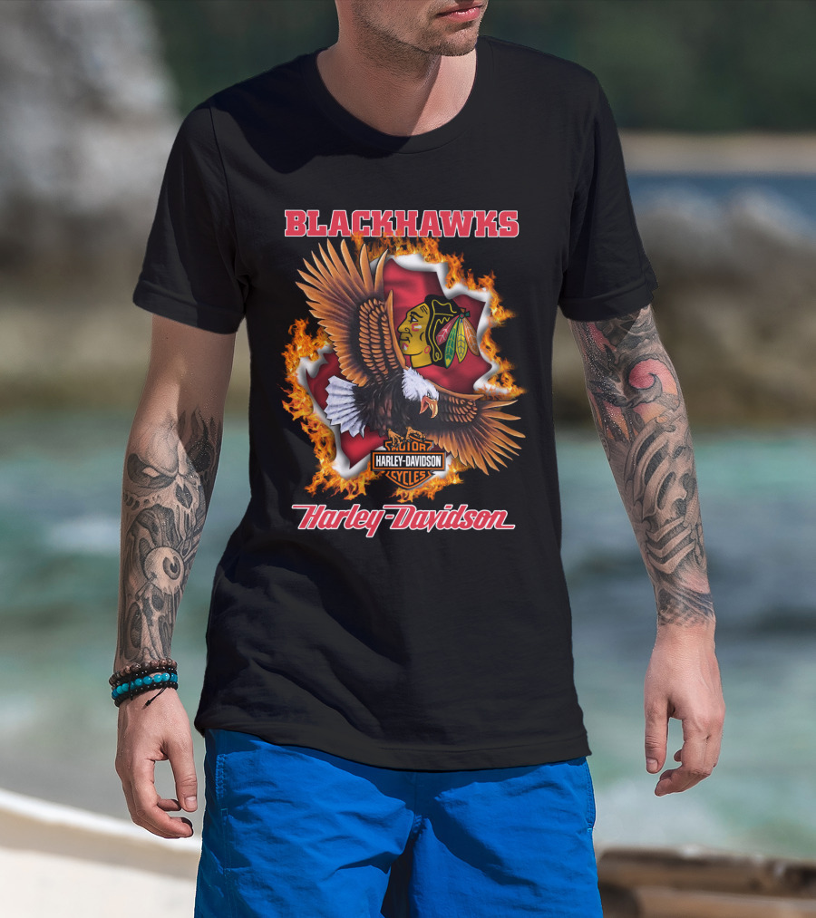 Blackhawks Harley Davidson Cycles Eagle T-Shirt