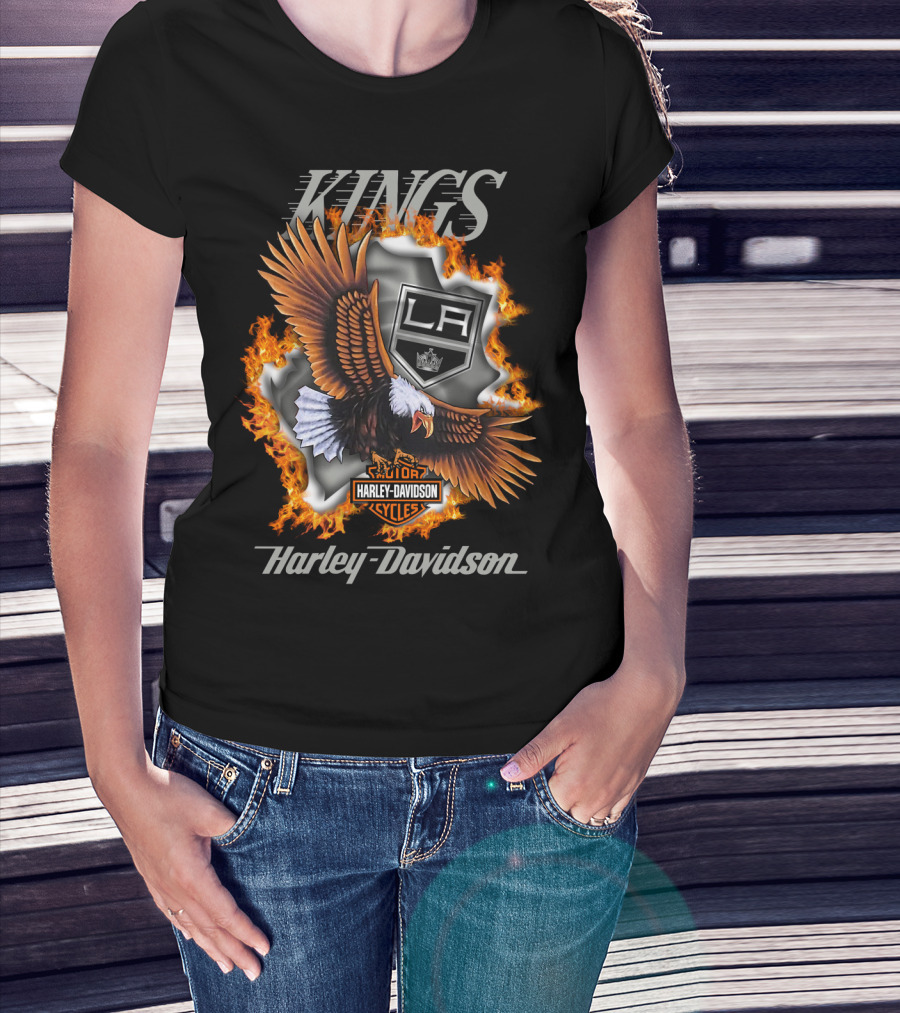 Harley Davidson Los Angeles Kings Nhl Eagle Flame T-Shirt