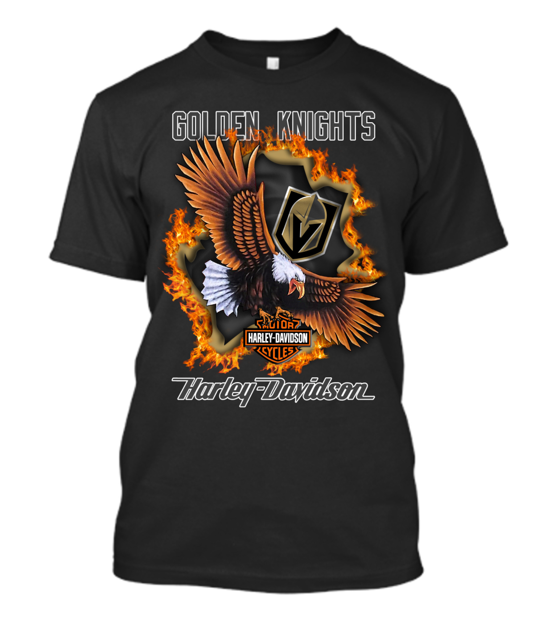 Golden Knights Harley Davidson Eagle Flames Nhl Vegas T-Shirt