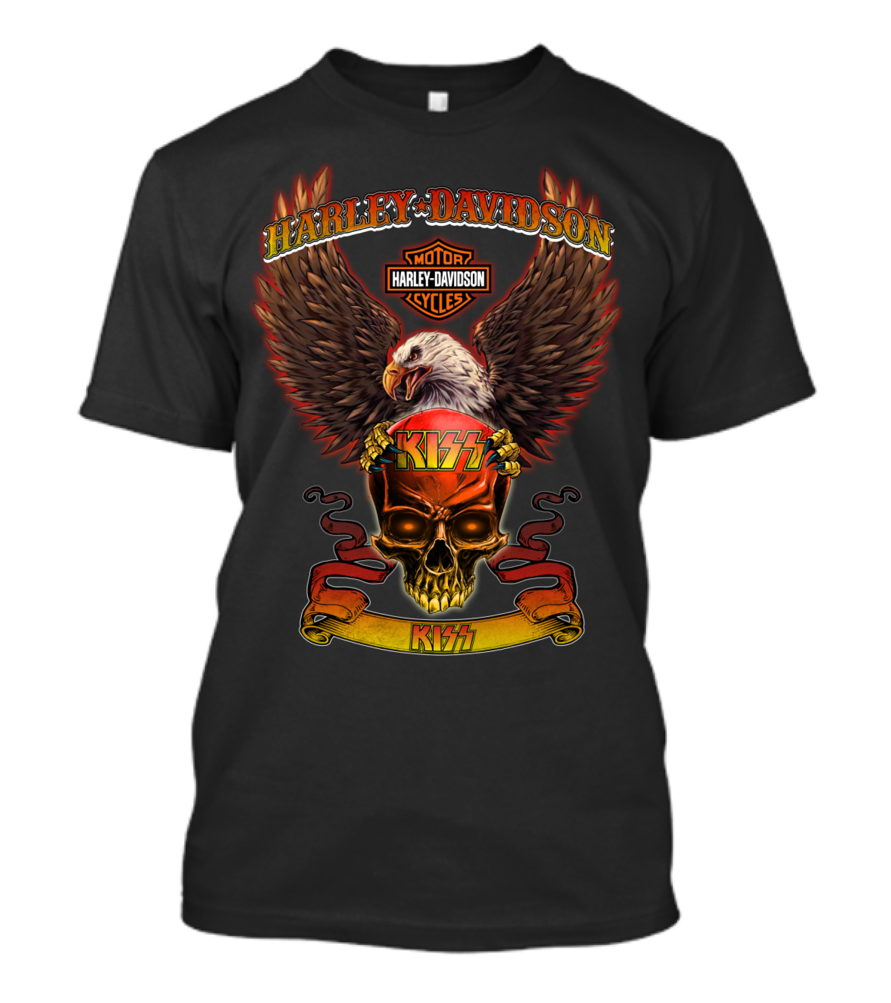 Harley Davidson Motor Cycles Kiss Eagle Skull Hd0414 T-Shirt