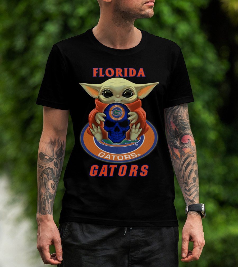 Florida Gators Baby Alien With Skull And Gators T-Shirt