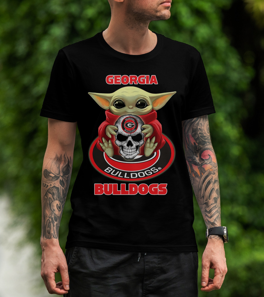 Georgia Bulldogs Baby Alien Holding Skull T-Shirt