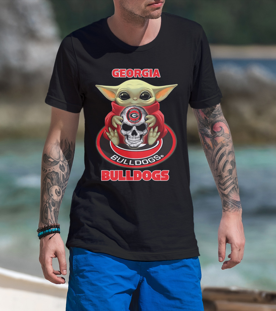 Georgia Bulldogs Baby Alien Holding Skull T-Shirt