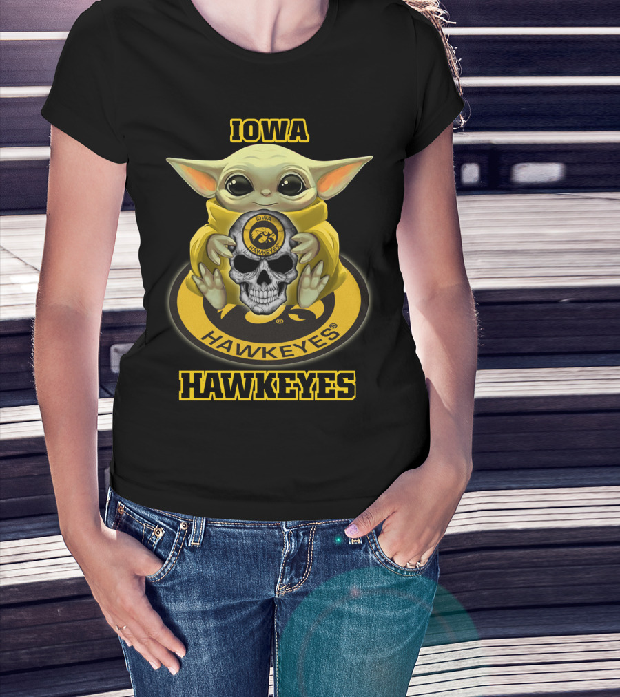 Iowa Hawkeyes Yd1404 Baby Alien With Skull T-Shirt