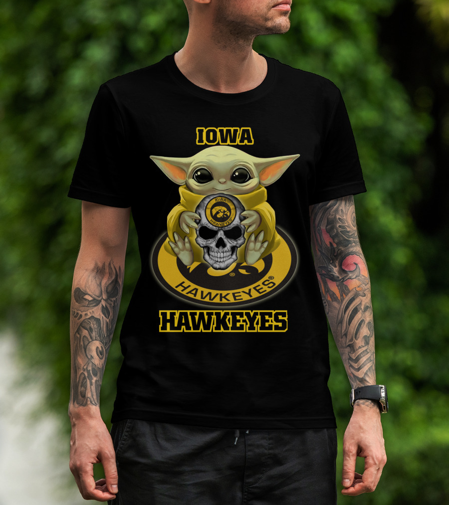 Iowa Hawkeyes Yd1404 Baby Alien With Skull T-Shirt