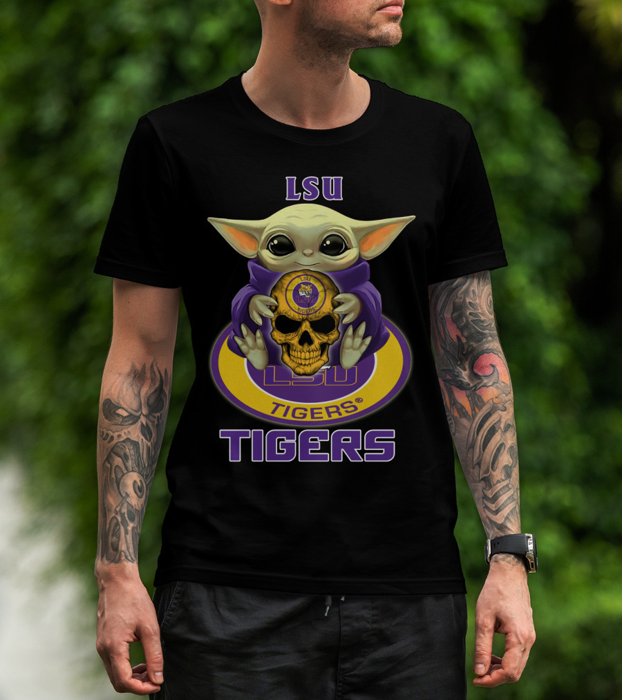 Lsu Tigers Baby Yoda Skull T-Shirt