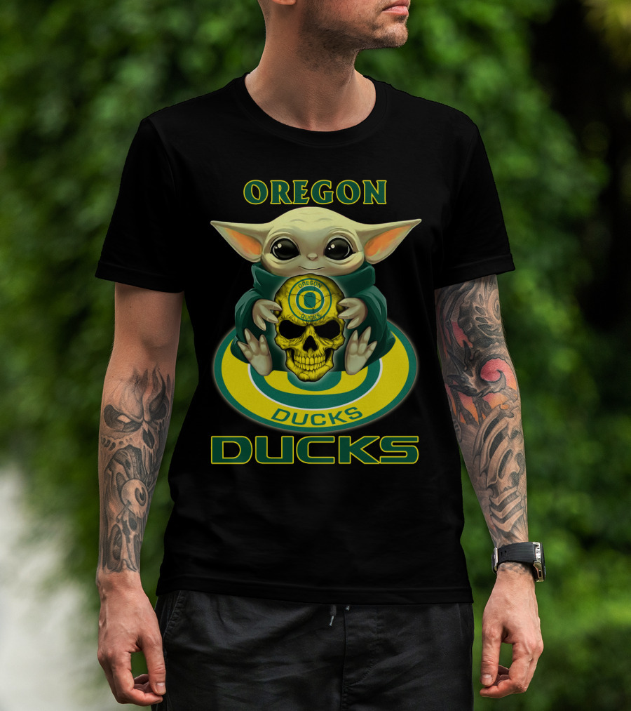 Oregon Ducks Baby Alien Holding Skull T-Shirt