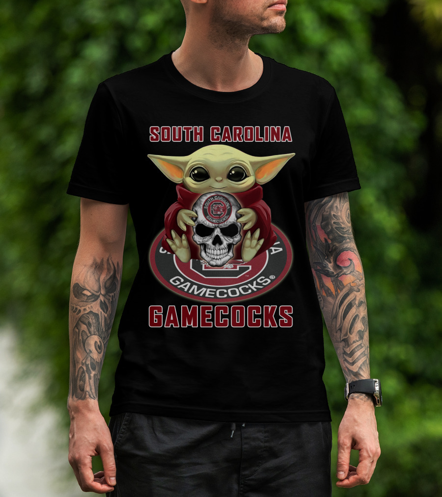 South Carolina Gamecocks Yd1404 Baby Alien Skull Circle T-Shirt
