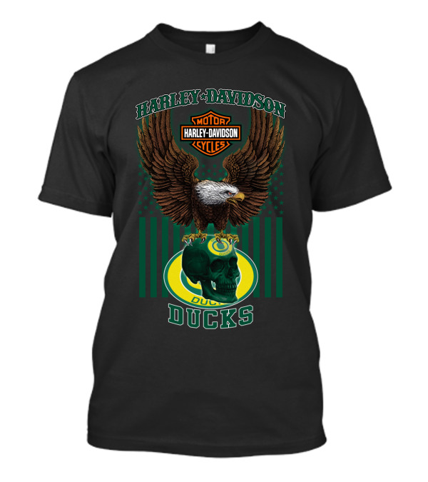 Harley Davidson Motor Cycles Ducks Oregon Eagle Skull T-Shirt