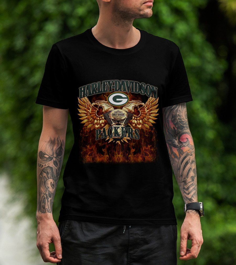 Harley Davidson Green Bay Packers Motor Styles T-Shirt
