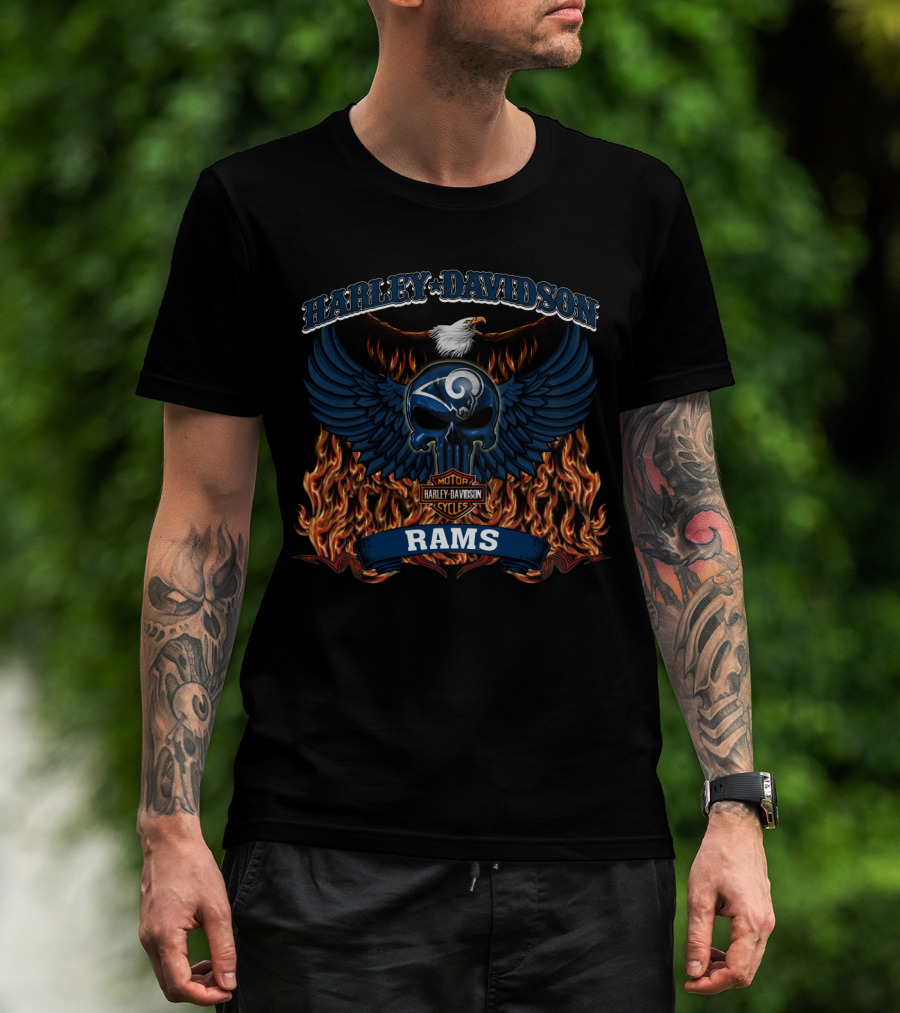 Harley Davidson Los Angeles Rams Nfl Motorcycles T-Shirt