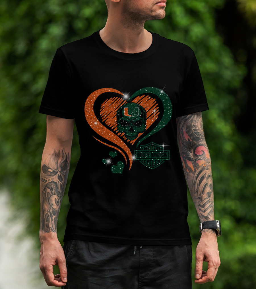 Ncaa Miami Hurricanes Heart Skull T-Shirt