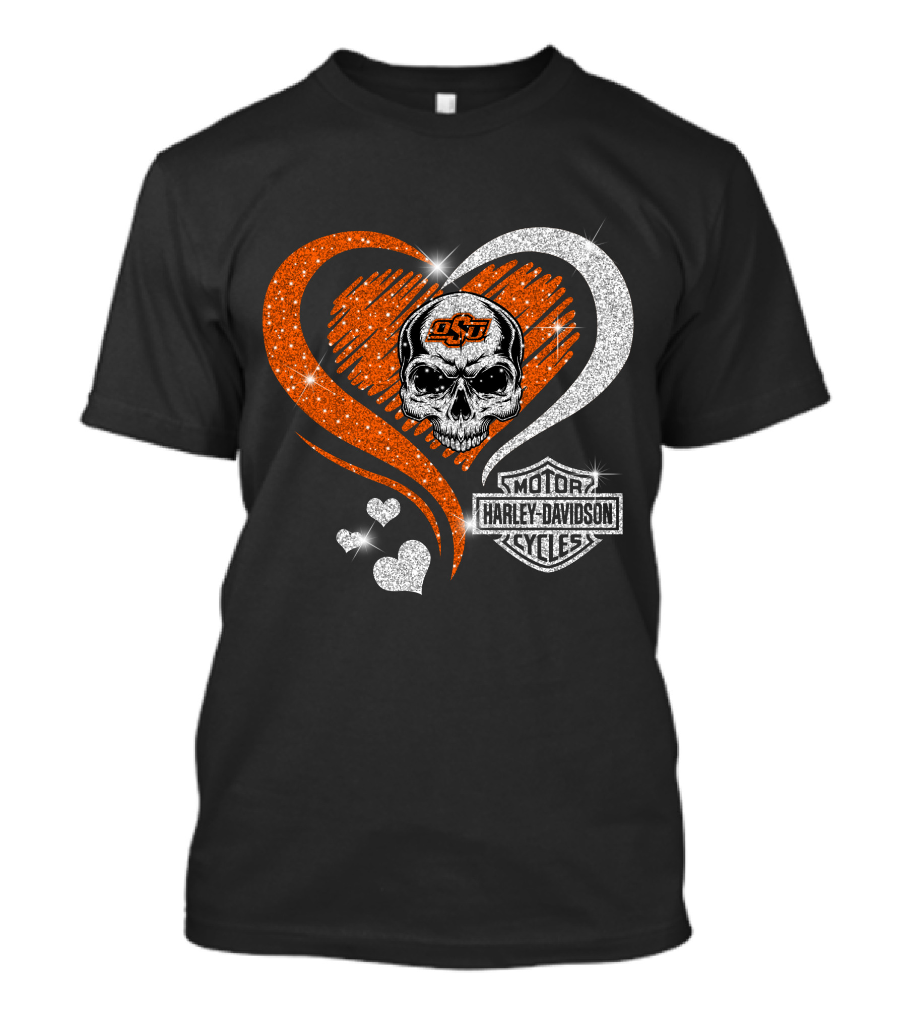 Ncaa Oklahoma State Cowboys Osu Skull Love Motor Harley Davidson Cycles T-Shirt