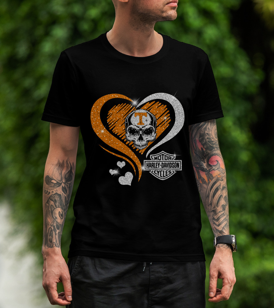 Tennessee Volunteers Skull Heart Harley Davidson T-Shirt