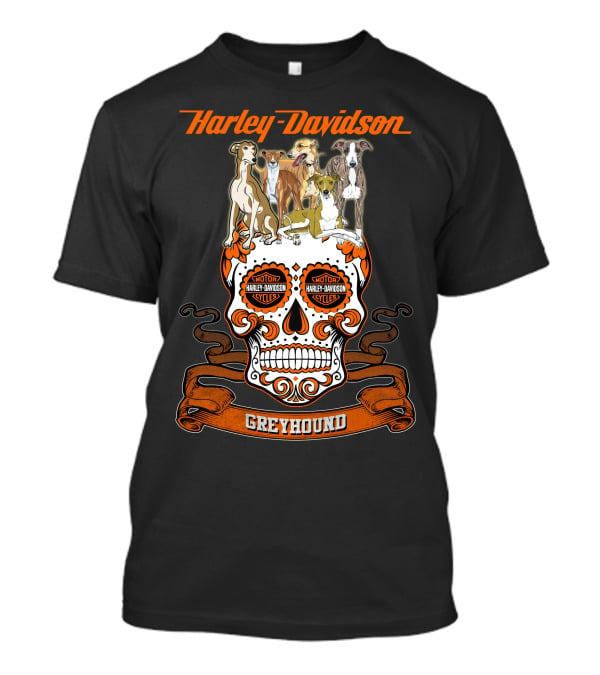 Harley Davidson Motor Cycles Greyhound Skull T-Shirt