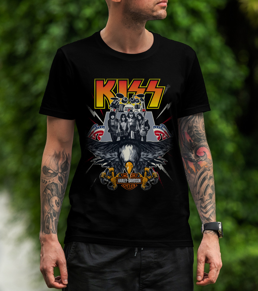 Kiss Harley Davidson Motorcycles American Eagle Band T-Shirt