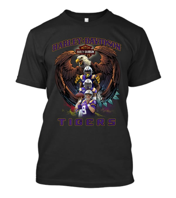 Harley Davidson Lsu Tigers Football Eagle T-Shirt