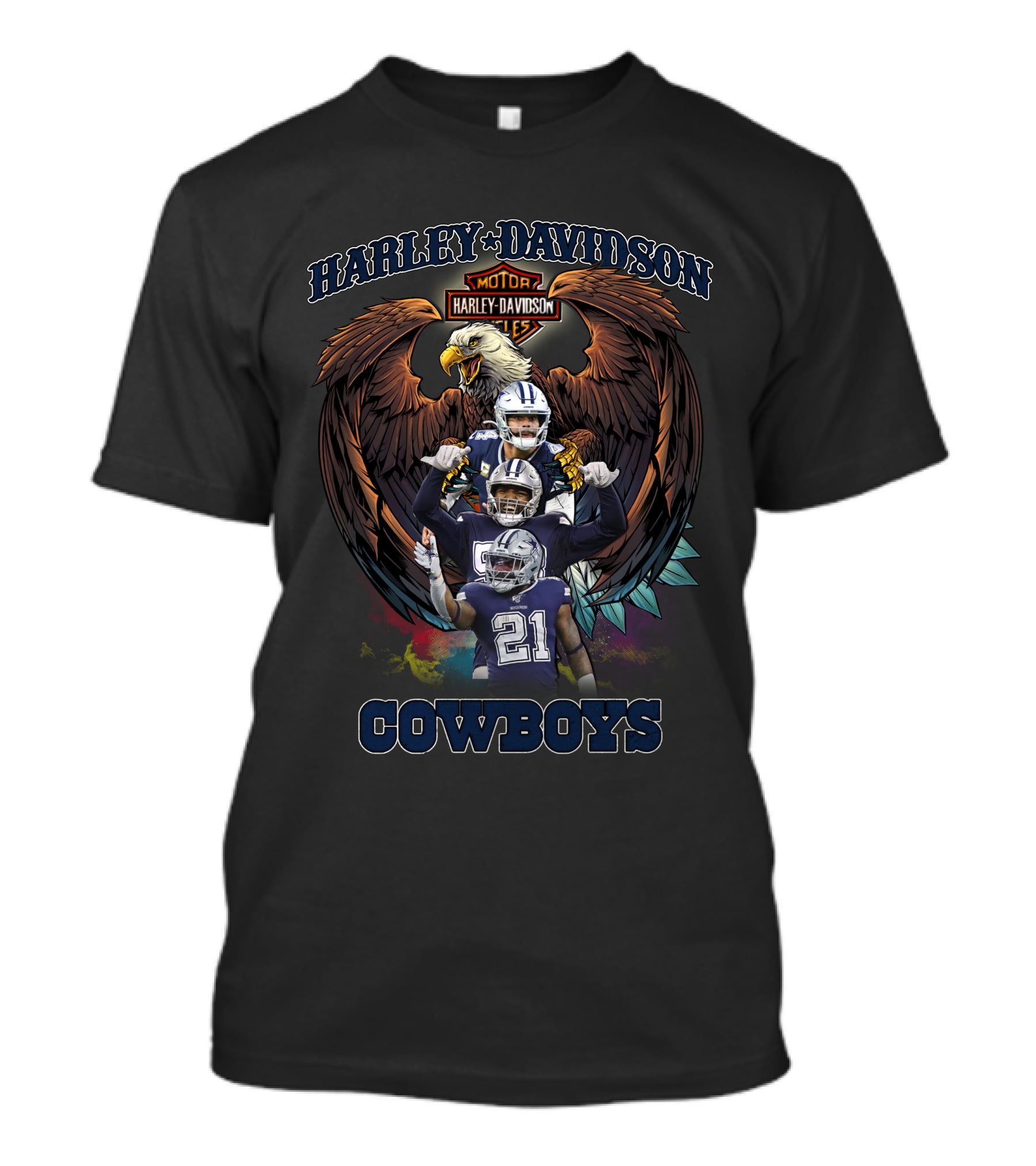 Harley Davidson Dallas Cowboys Football Team With Eagle And Players T-Shirt