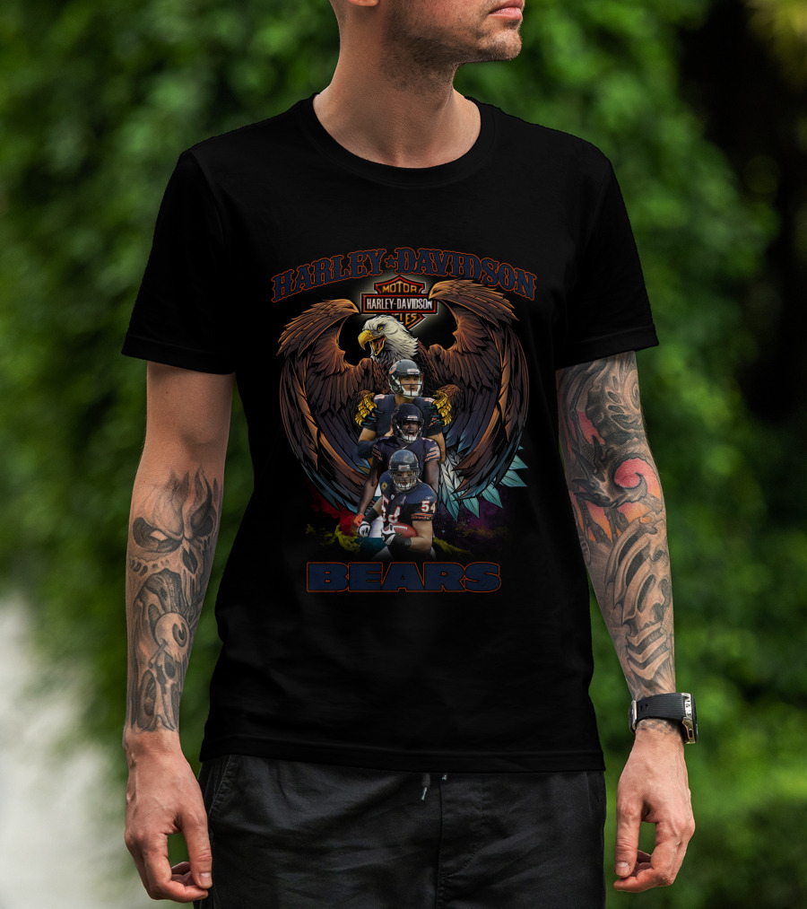 Harley Davidson Bears Chicago Football Team Players Eagle T-Shirt