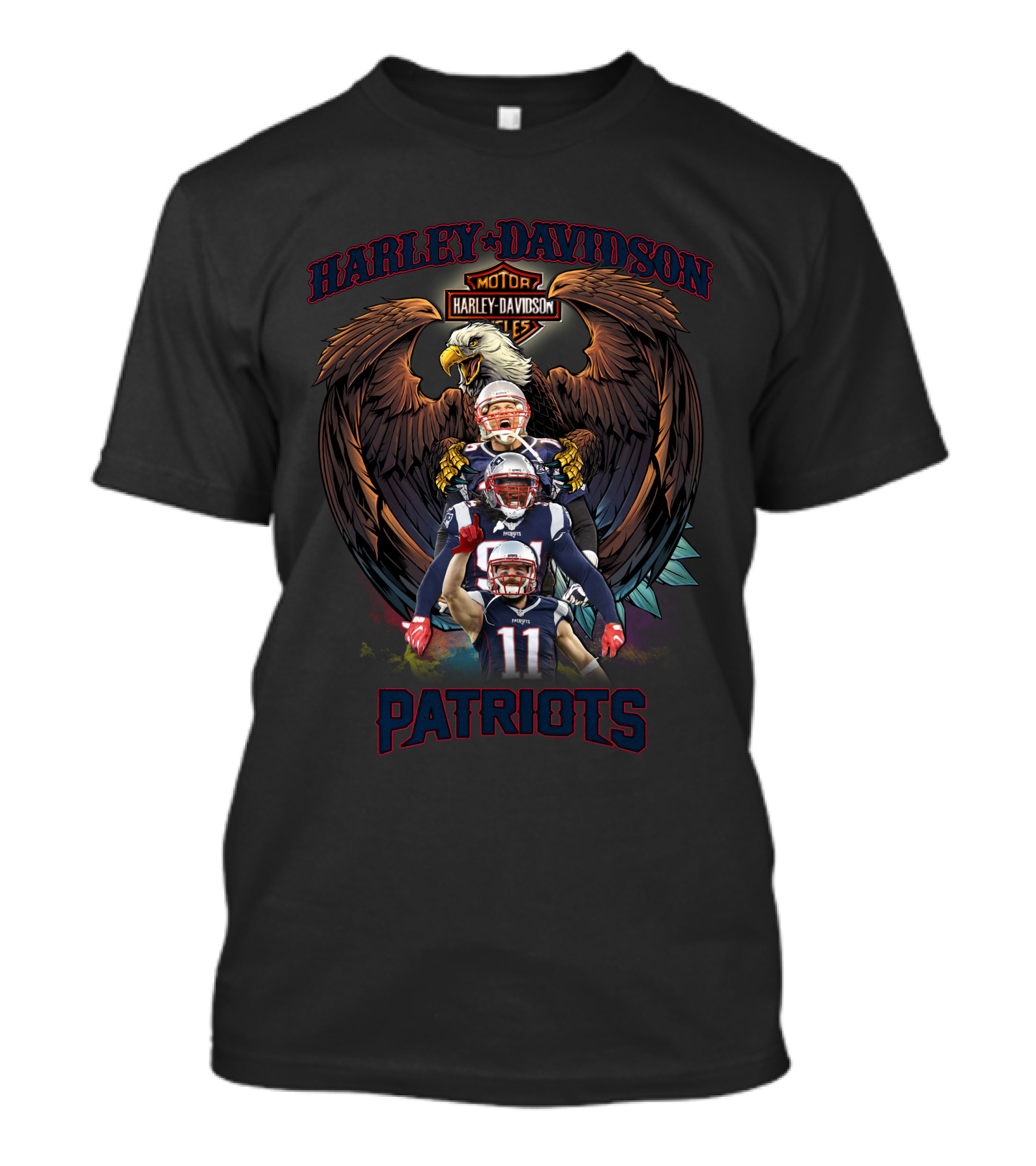 Harley Davidson New England Patriots Eagle Football T-Shirt