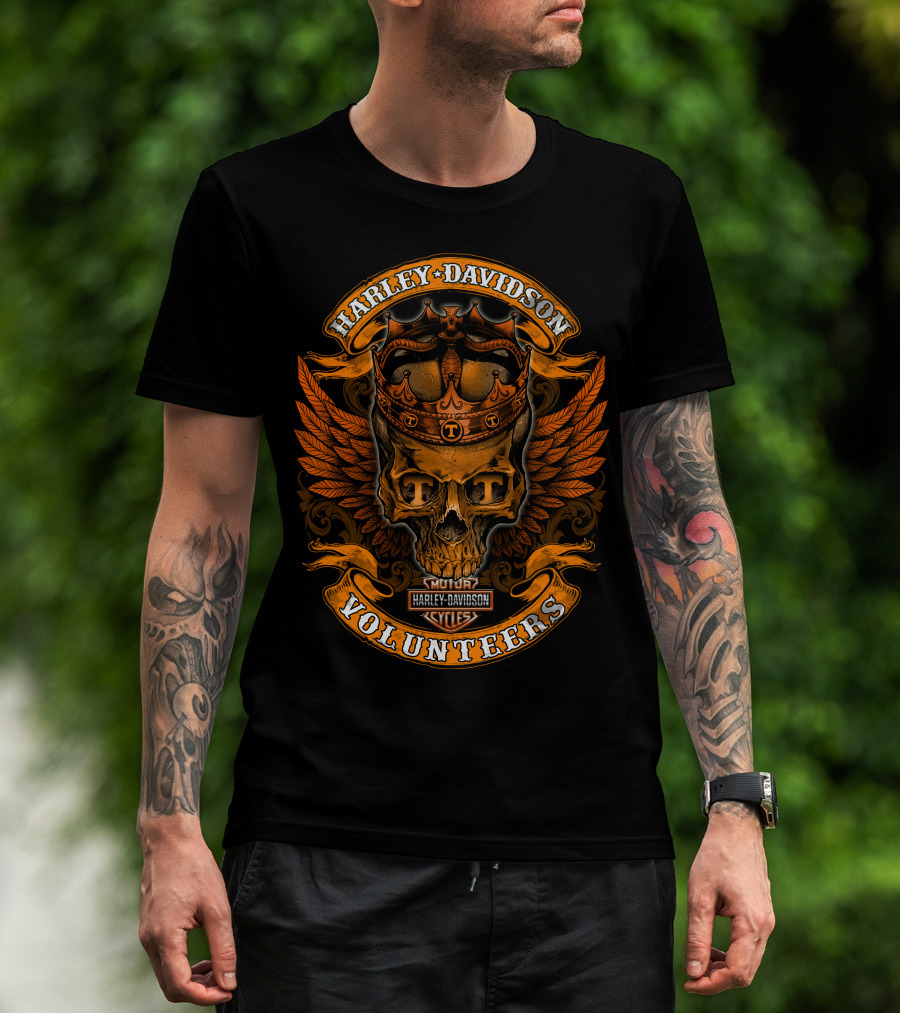 Harley Davidson King Skull Tennessee Volunteers T-Shirt