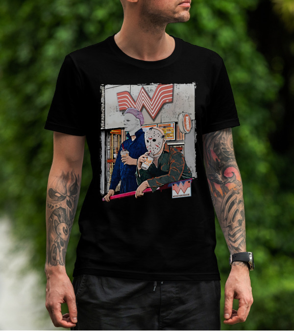 WAB HLW Whataburger Horror Icons With Michael And Hockey Mask T-Shirt