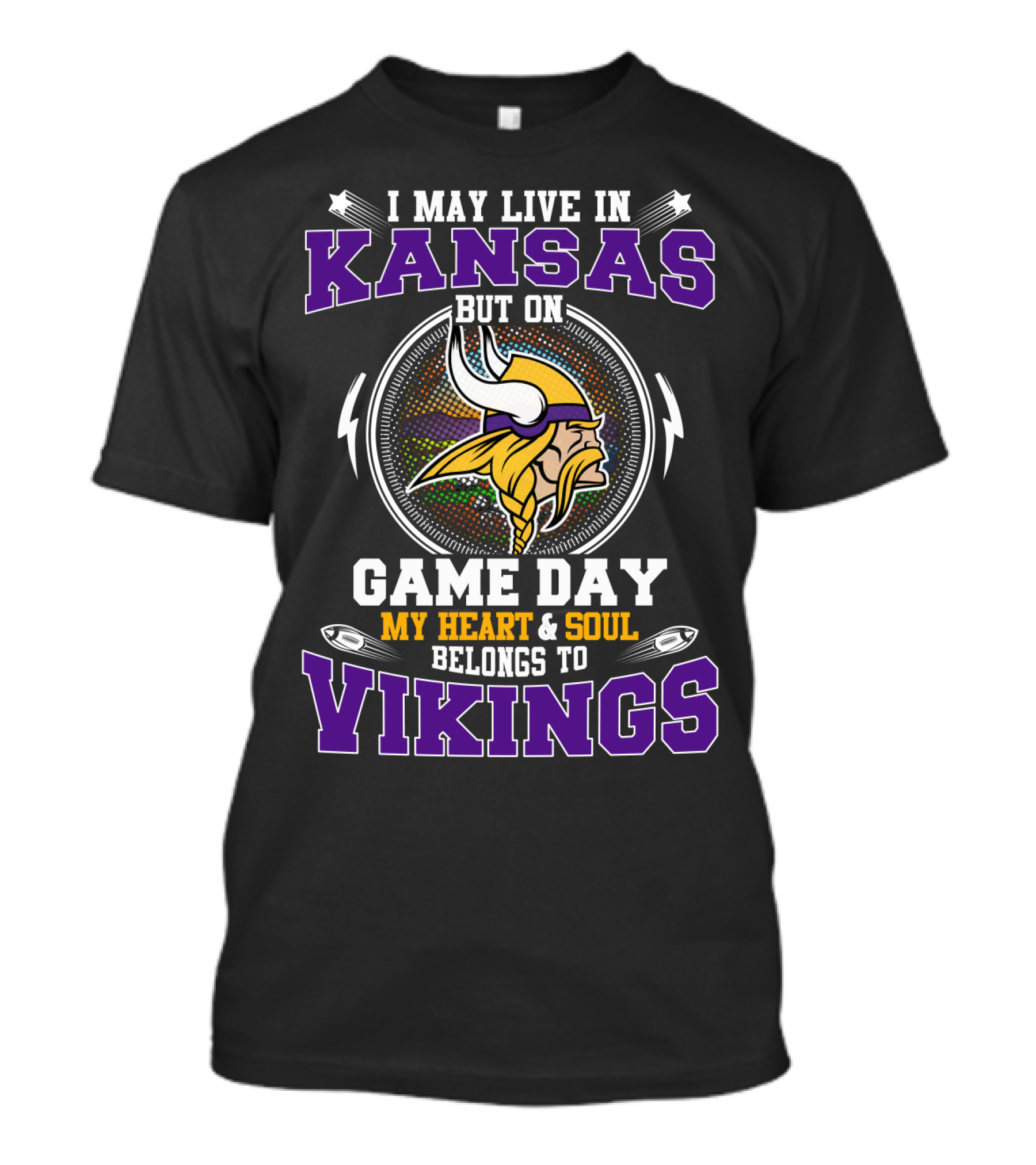 Kansas Residents Heart And Soul Belong To Vikings On Game Day T-Shirt