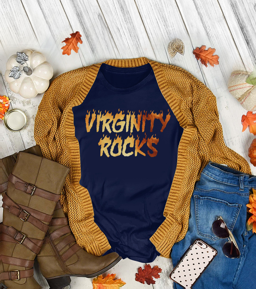 Virginity Rocks Danny Virginity Duncan Fire Text T-Shirt