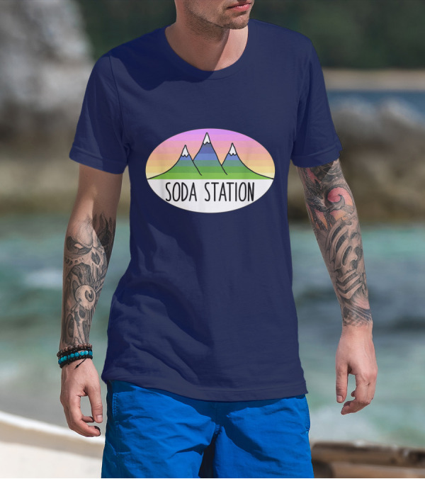 Retro Mountain Stripe Soda Station T-Shirt