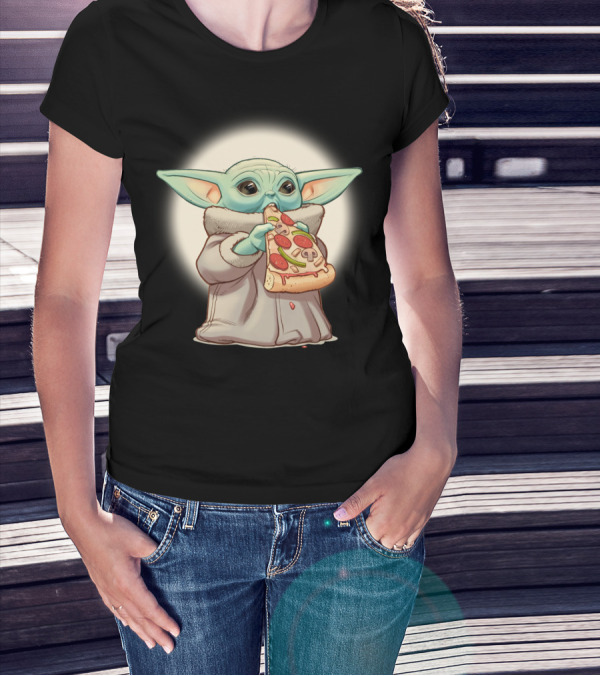 Yoda Eating Pizza Slice Adorable T-Shirt