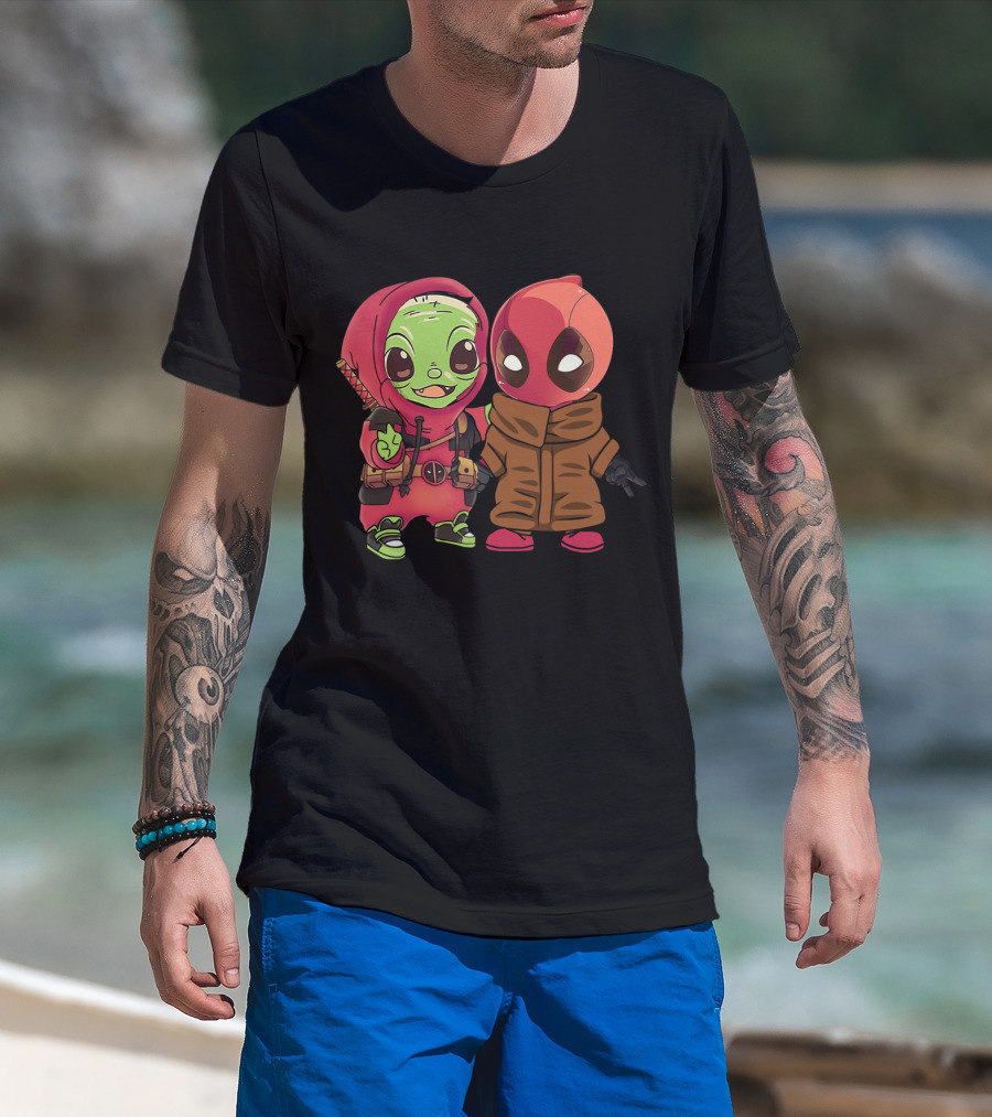Baby Yoda Deadpool Crossover Hoodie Characters T-Shirt