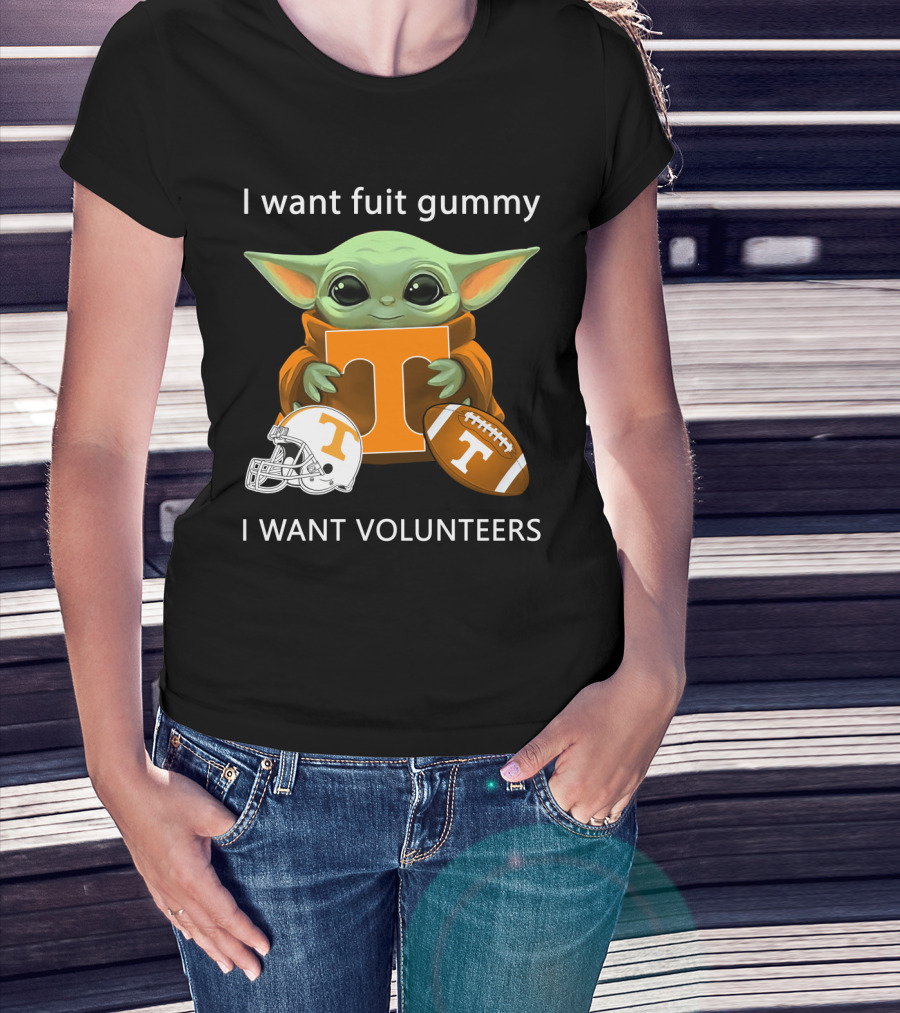 I Want Fuit Gummy T Volunteers Helmet Football Baby Yoda T-Shirt