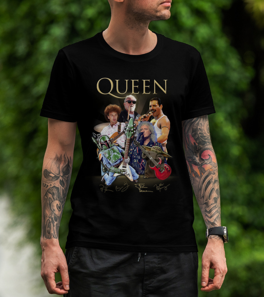 Queen 38 Band Boba Fett Baby Yoda Rock Legends T-Shirt