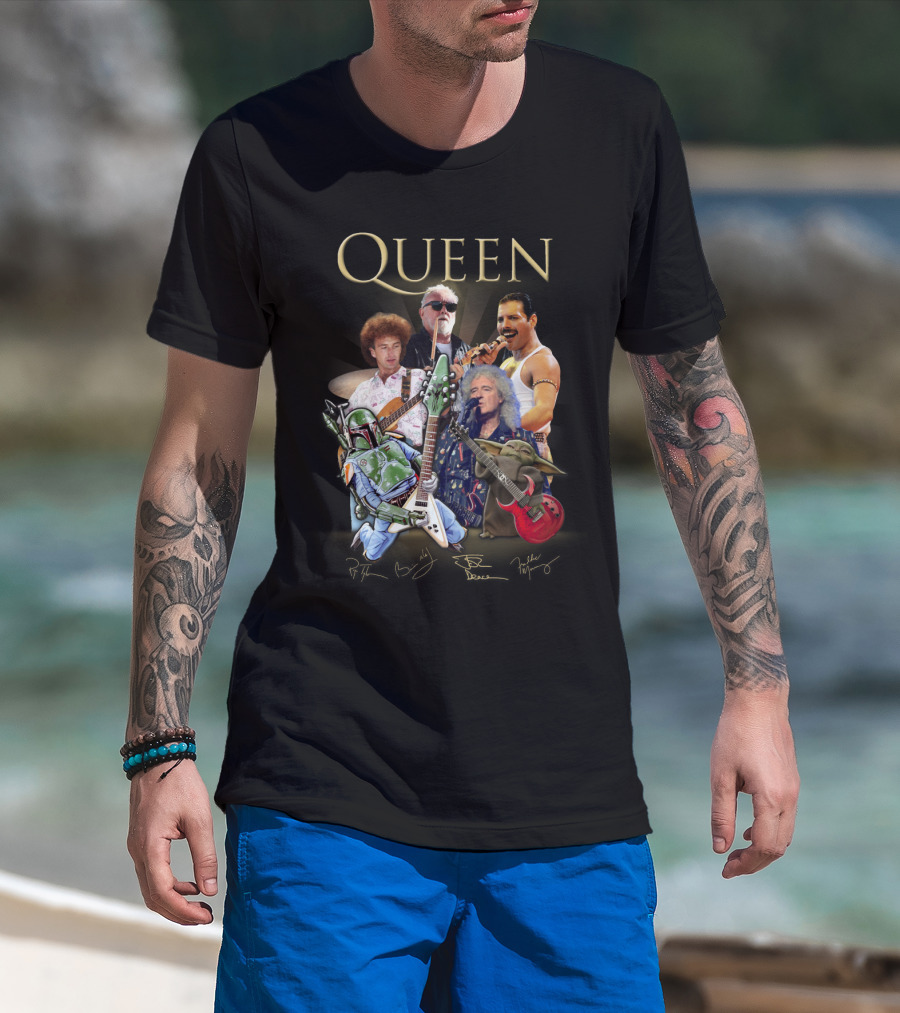 Queen 38 Band Boba Fett Baby Yoda Rock Legends T-Shirt