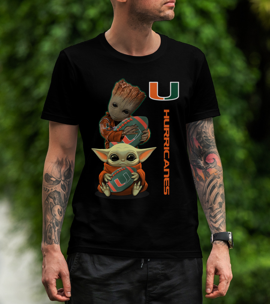 Groot Baby Yoda Miami Hurricanes Football Ncaa 41 Mh T-Shirt