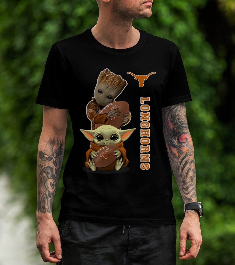 Longhorns Ncaa 41 Groot Baby Yoda Football T-Shirt