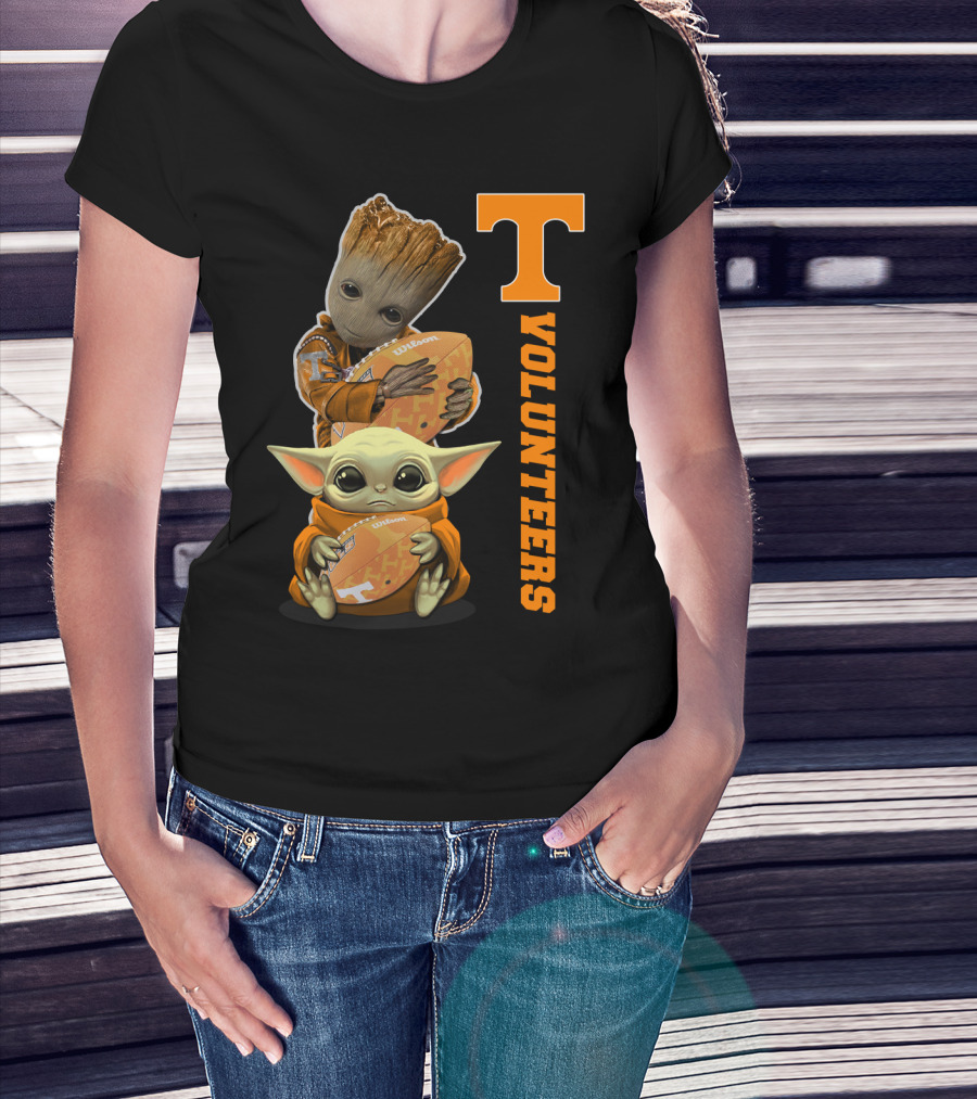 Volunteers 41 Tv Groot Baby Yoda Football T-Shirt