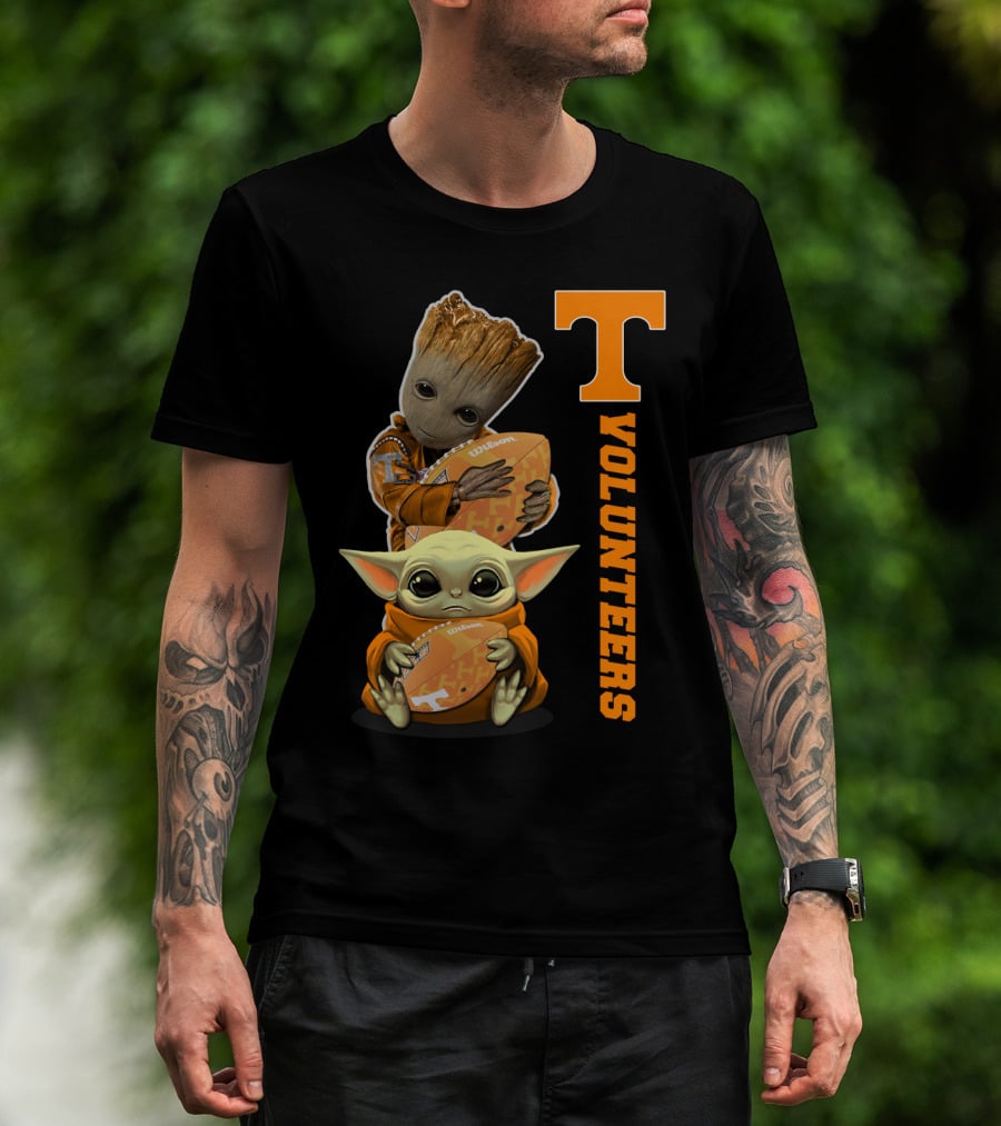 Volunteers 41 Tv Groot Baby Yoda Football T-Shirt